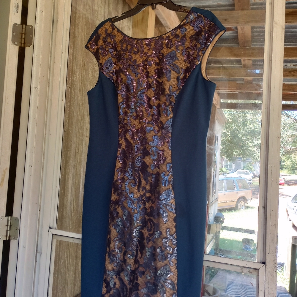 J S Collections blue sequin size 14 dress